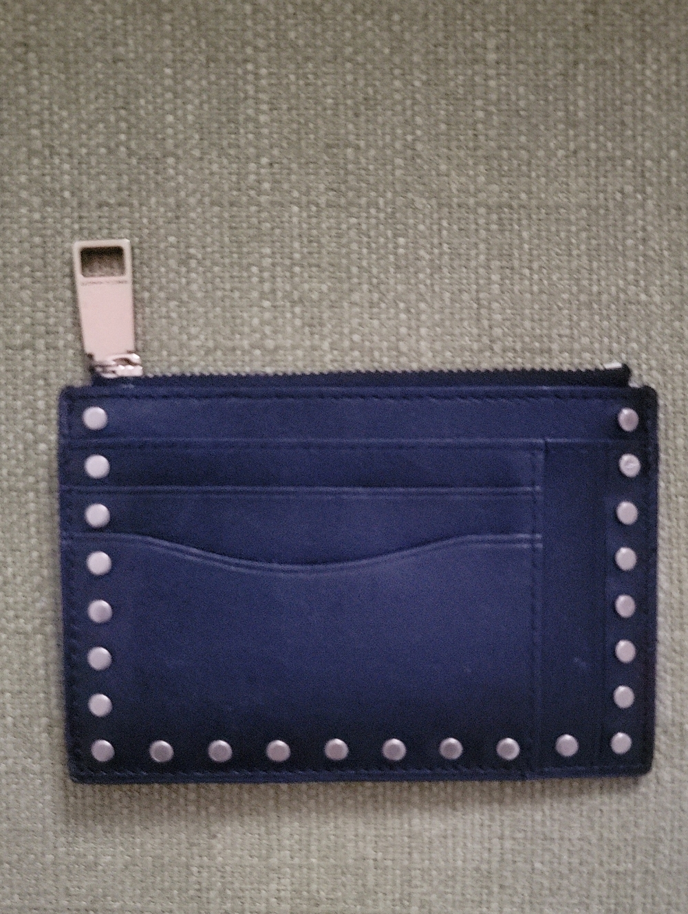 Rebecca Minkoff  Leather Card Case with Gold Zip Pull